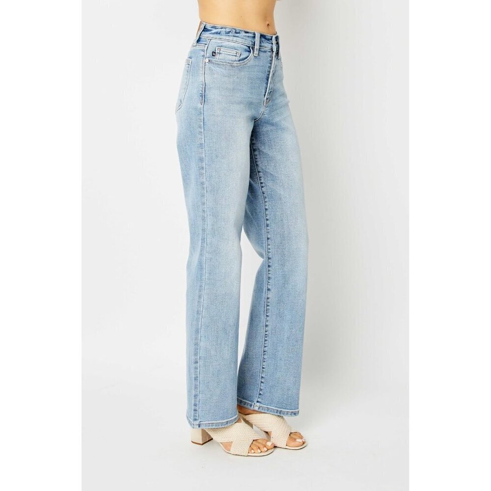 Women's High Waisted Straight Leg Jeans Cotton Blend Rips Flattering Fit - Picture 4 of 6
